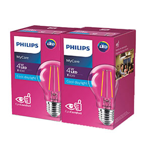 Philips LED Classic 4-40W A60 E27 865 CL  NDAPR Pack of 2